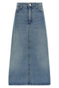 AMI PARIS Denim Maxi Skirt With Logo Patch