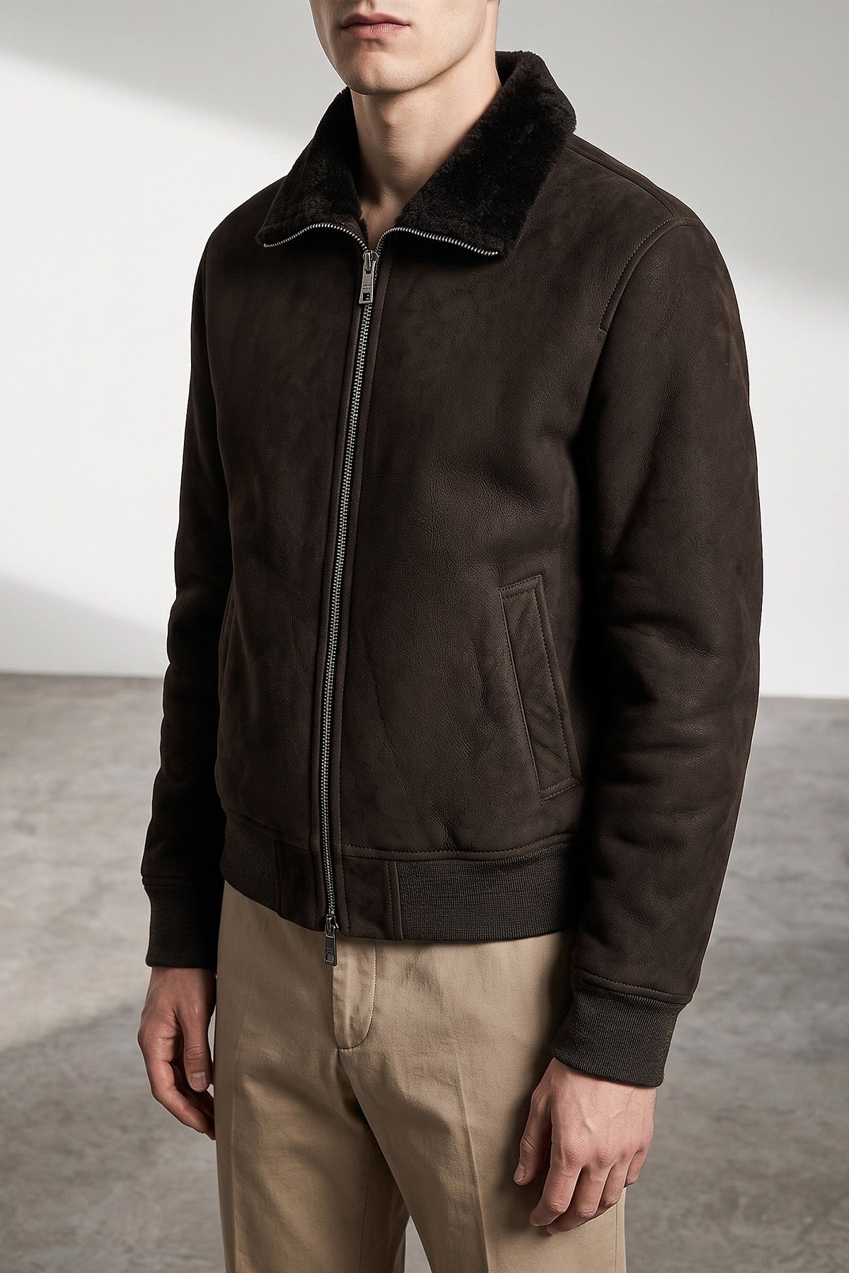 Suede bomber jacket