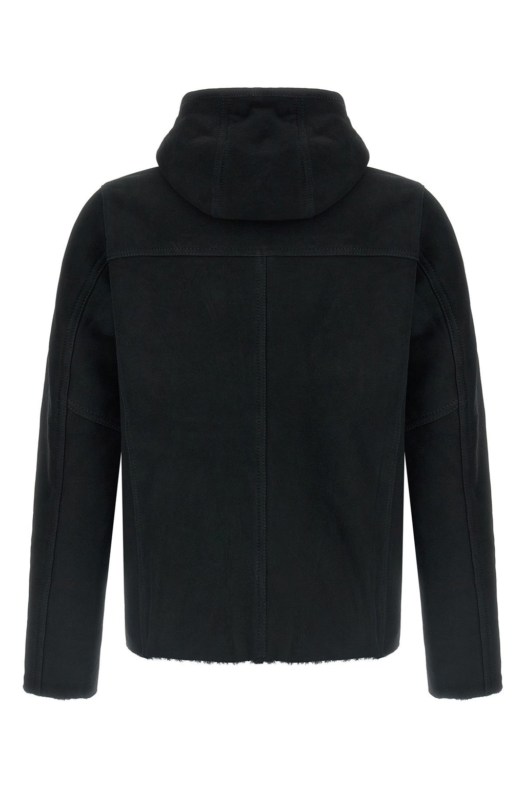 Velour Leather Hooded Sweatshirt