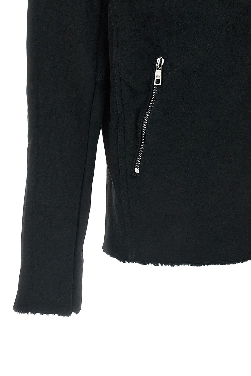 Velour Leather Hooded Sweatshirt