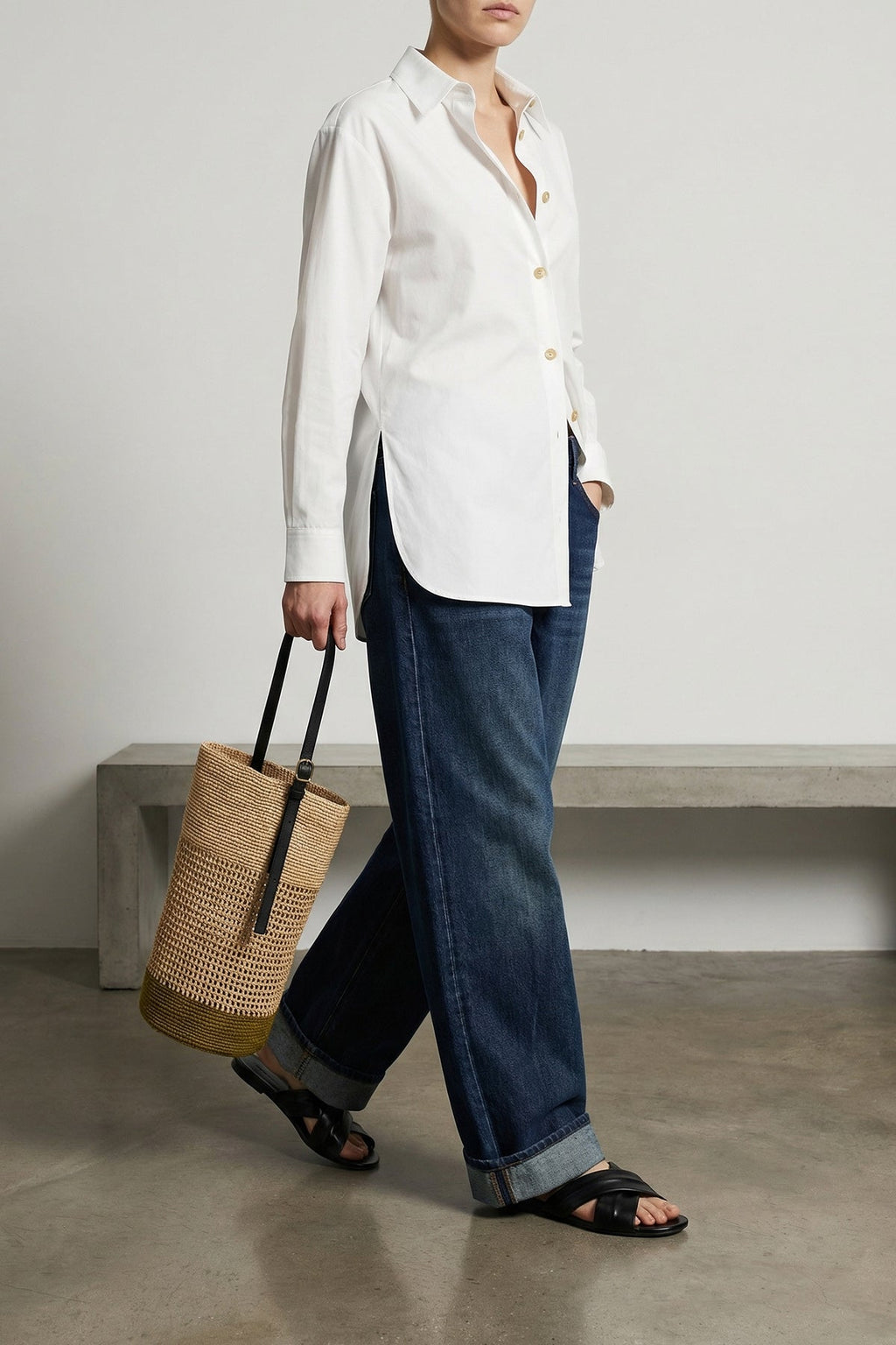 KHAITE Billie large palm fiber bucket bag