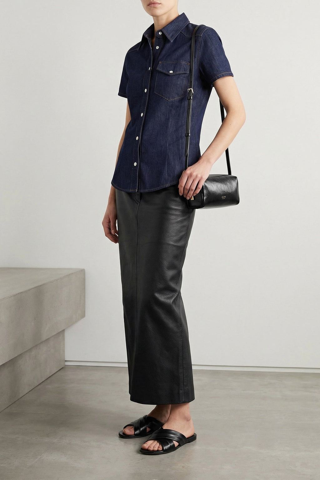 KHAITE Kye mini crossbody bag in black leather
