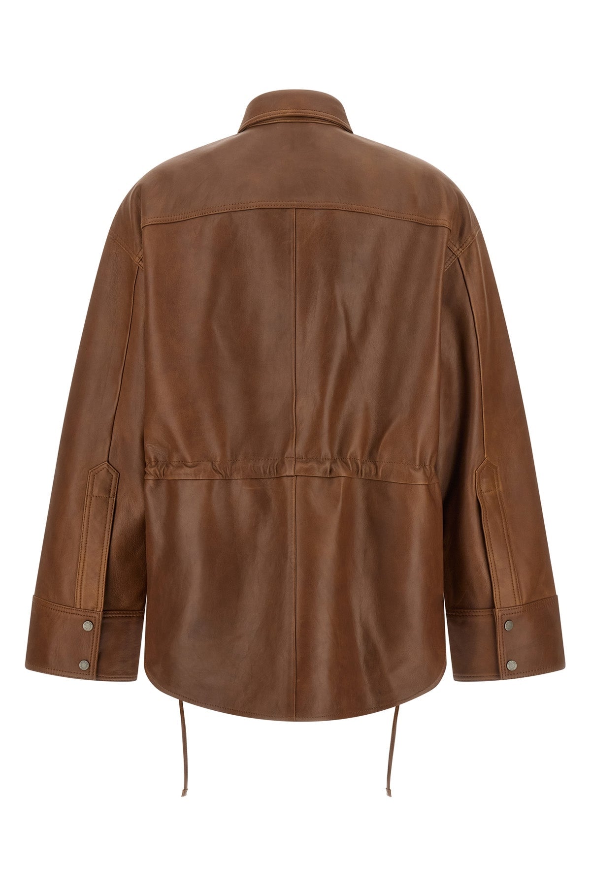 HAIKURE Leather Overshirt with Drawstring Waist