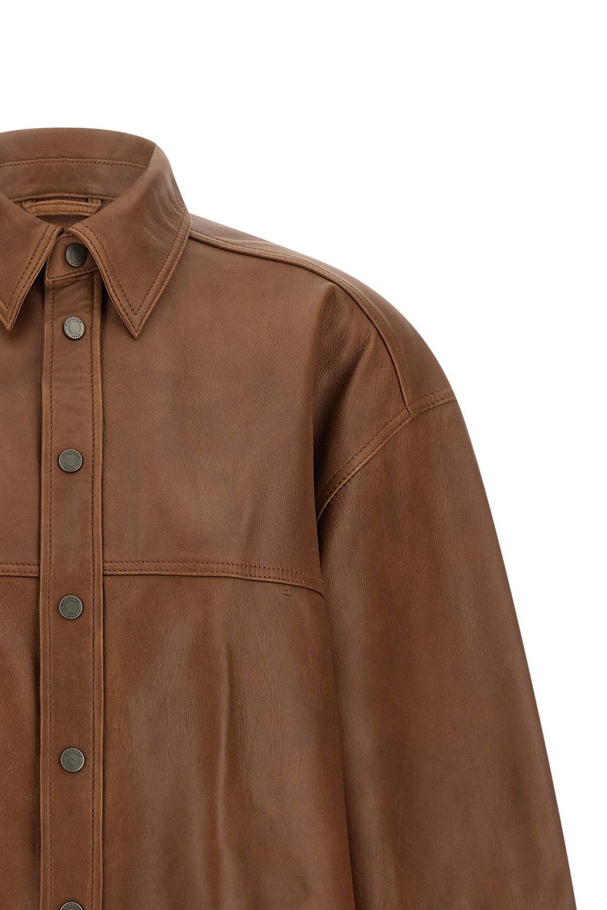 HAIKURE Leather Overshirt with Drawstring Waist