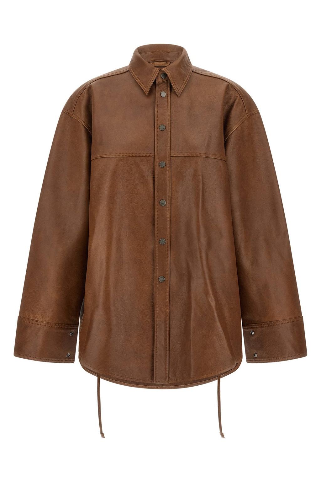 HAIKURE Leather Overshirt with Drawstring Waist