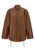 HAIKURE Leather Overshirt with Drawstring Waist