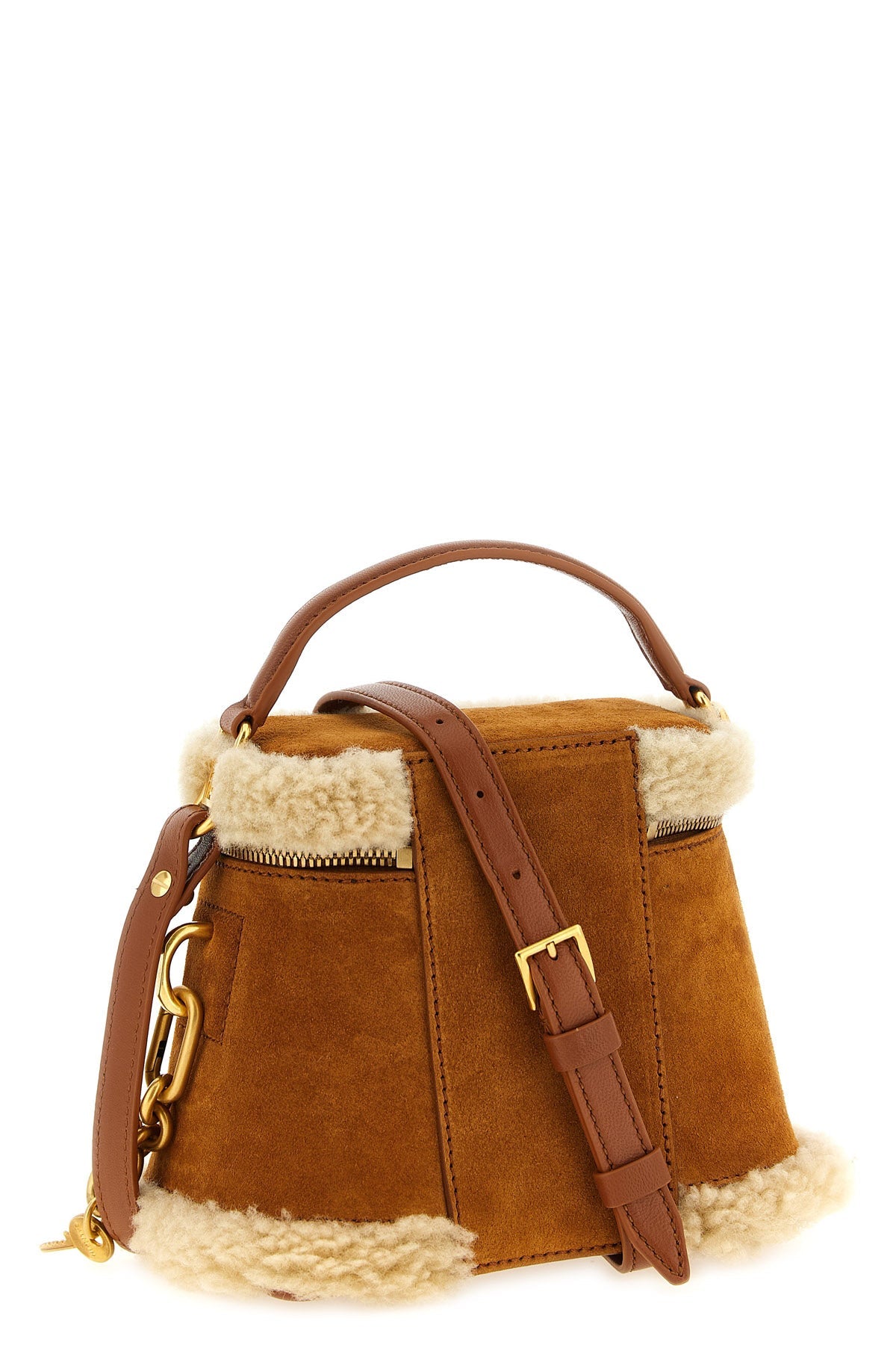Balmain Top Handle Bag - Shearling Trim