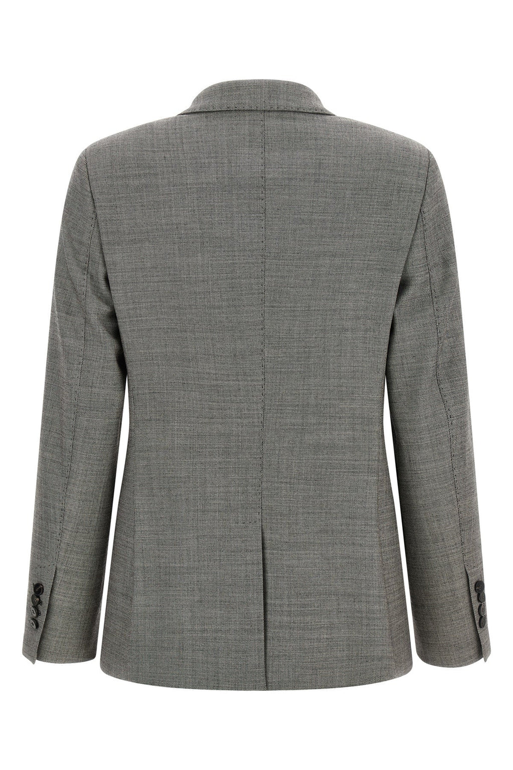 Double-Breasted Birdseye Blazer With Pick Stitching