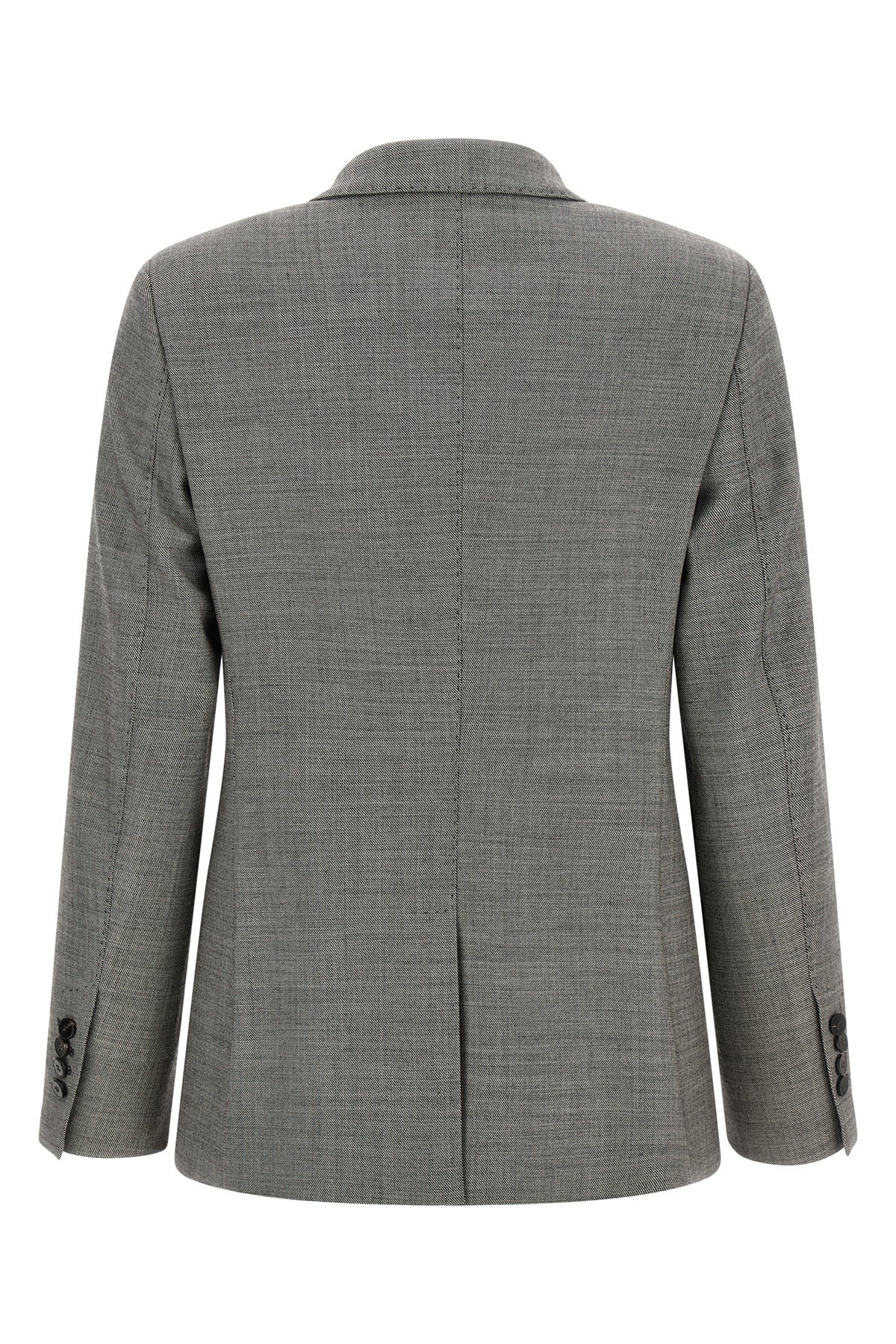 Double-Breasted Birdseye Blazer With Pick Stitching
