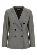 Double-Breasted Birdseye Blazer With Pick Stitching