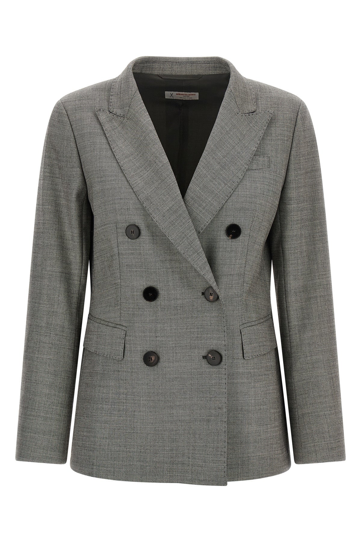 Double-Breasted Birdseye Blazer With Pick Stitching