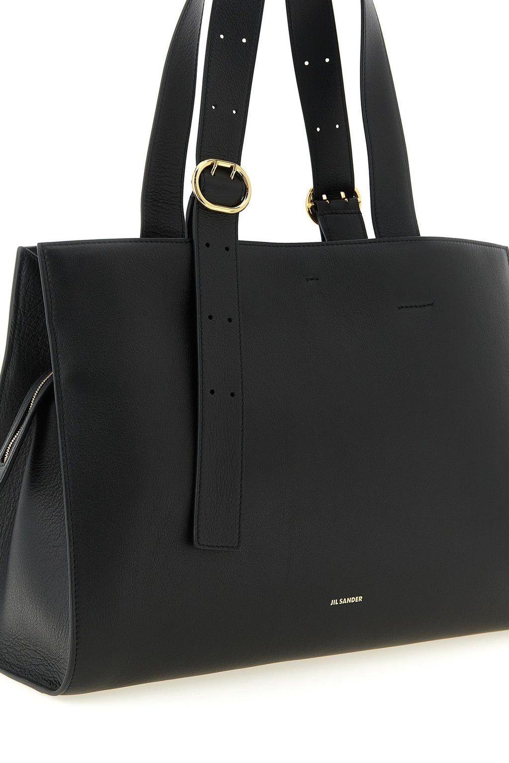 Jil Sander Cannolo leather shopping bag black