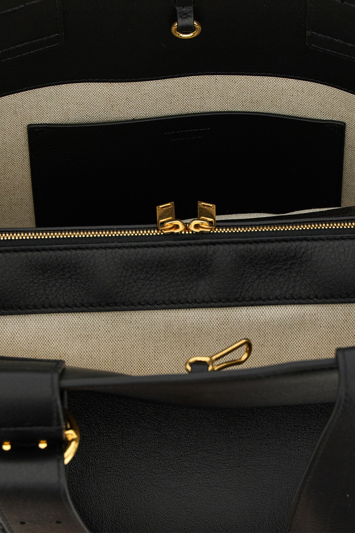 Jil Sander Cannolo leather shopping bag black