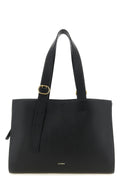 Jil Sander Cannolo leather shopping bag black