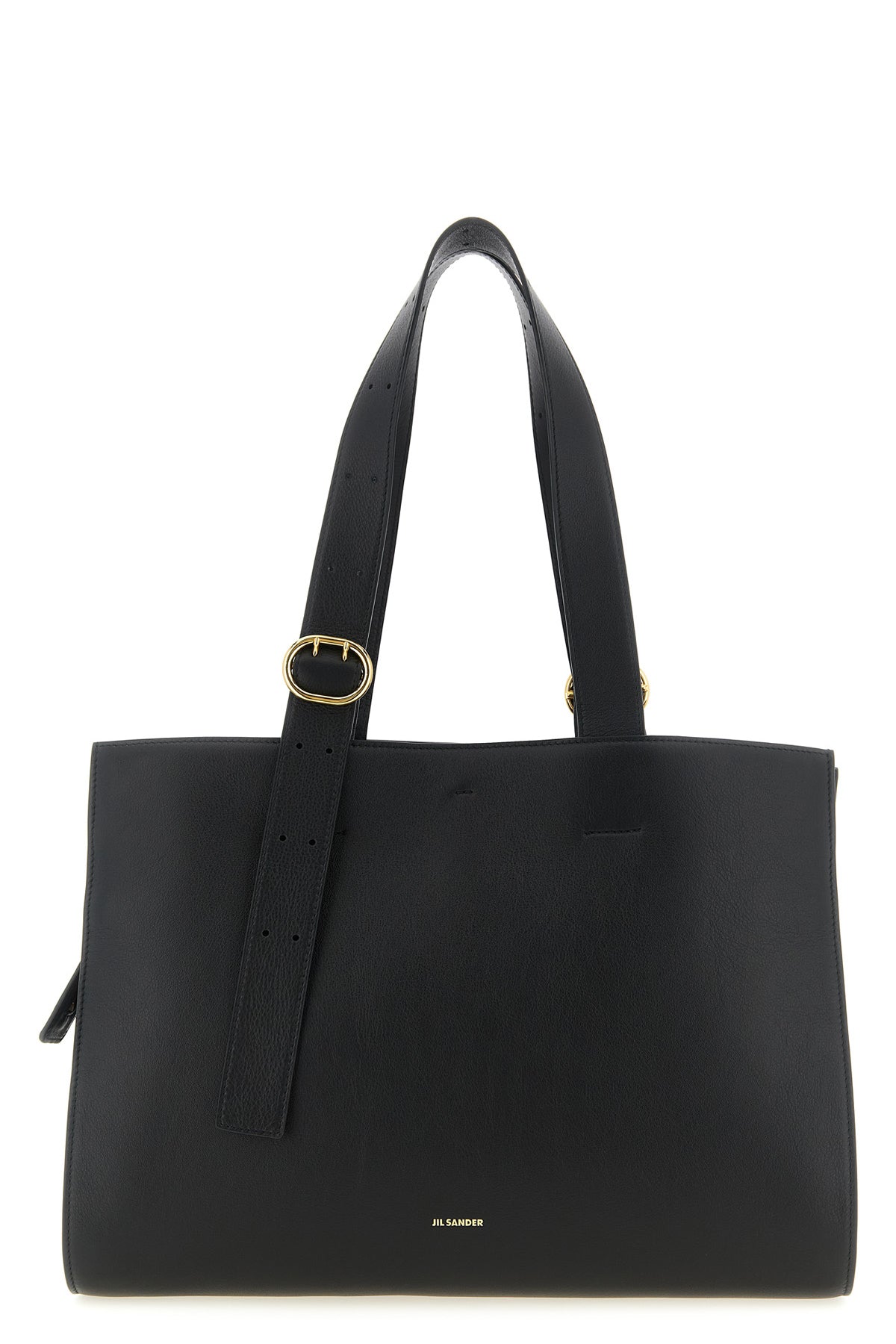 Jil Sander Cannolo leather shopping bag black