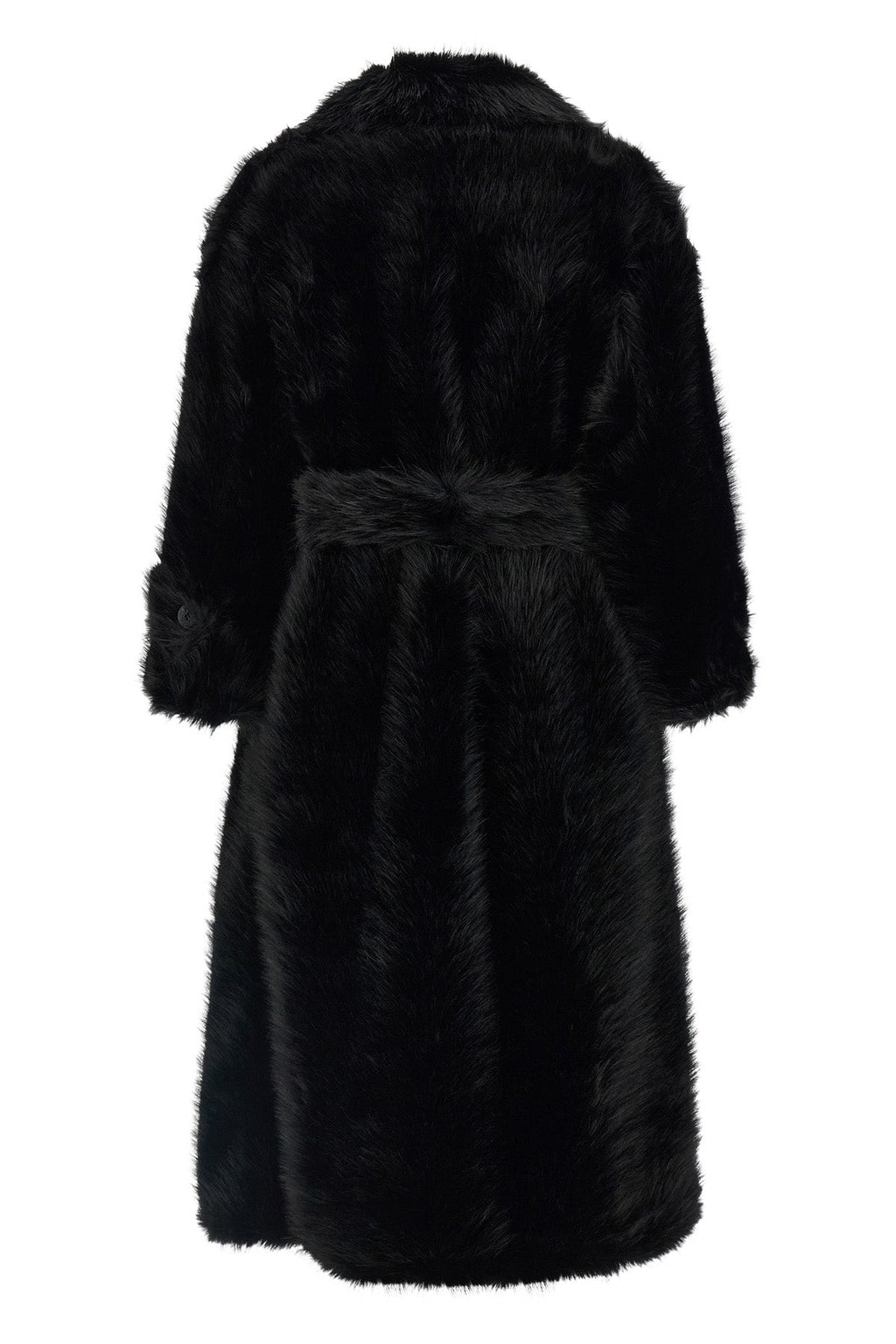 BBCOUTURE Belted faux fur coat