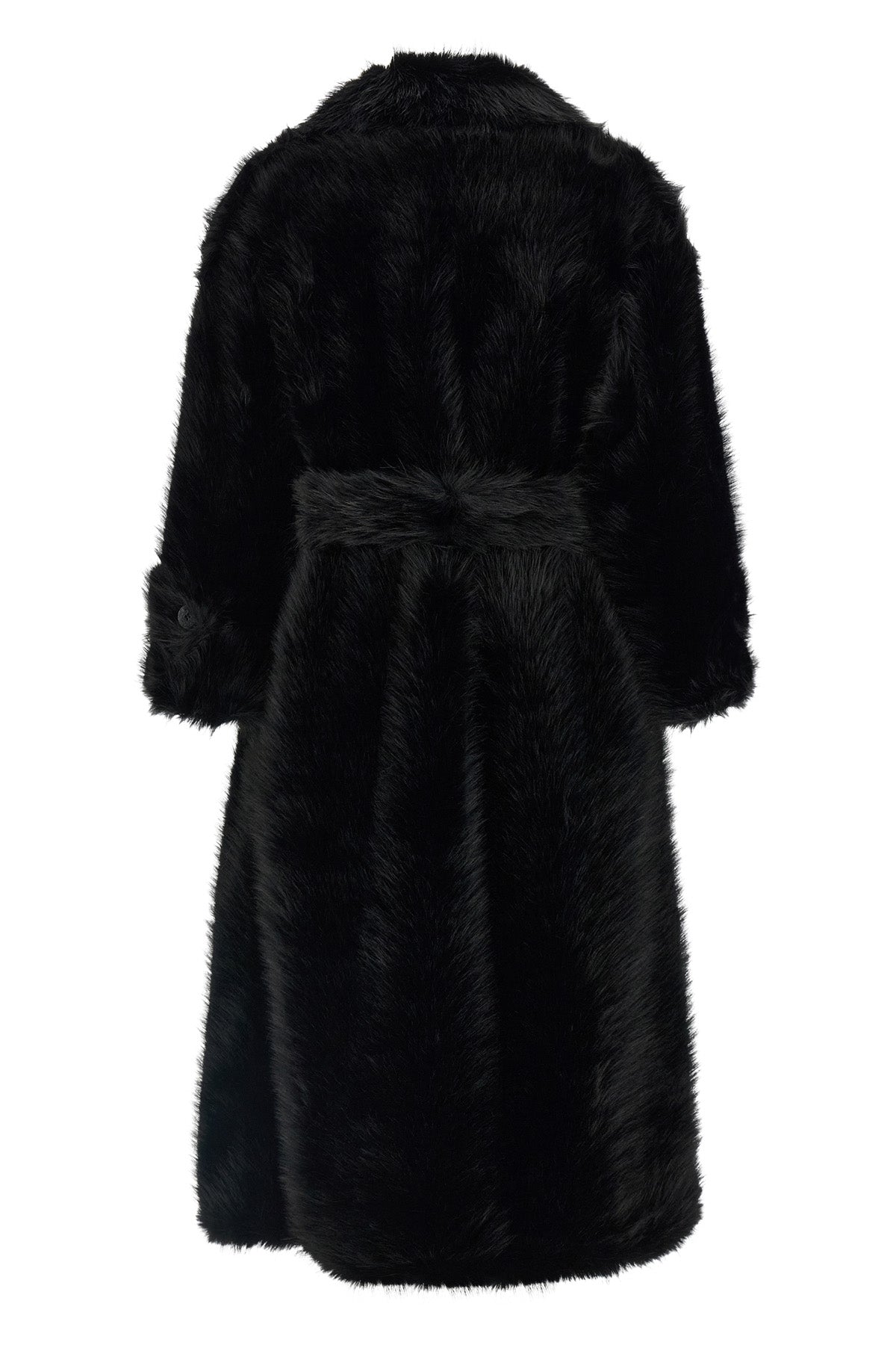 BBCOUTURE Belted faux fur coat