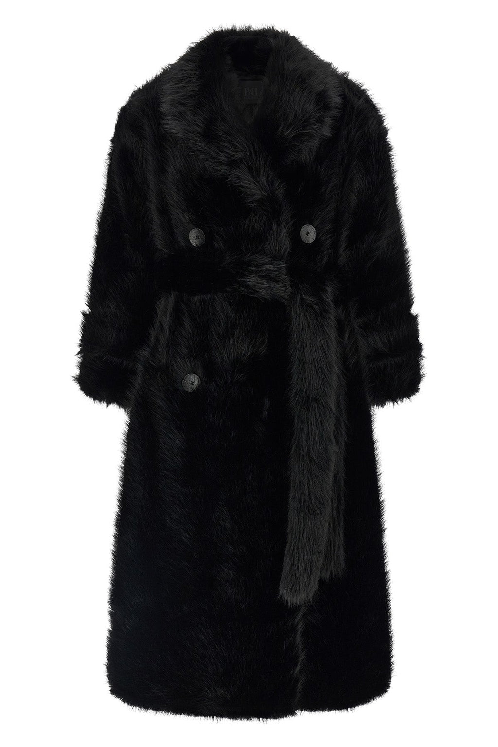 BBCOUTURE Belted faux fur coat
