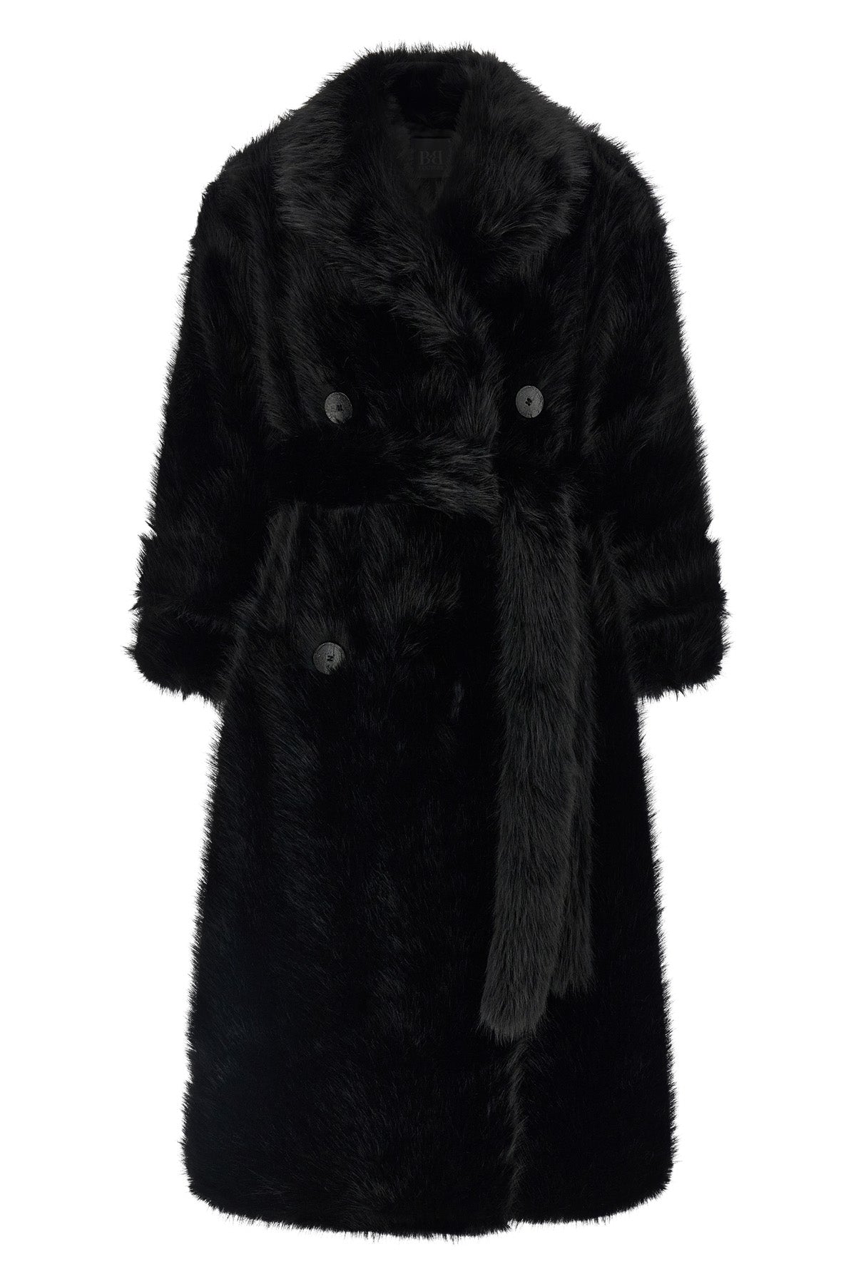 BBCOUTURE Belted faux fur coat