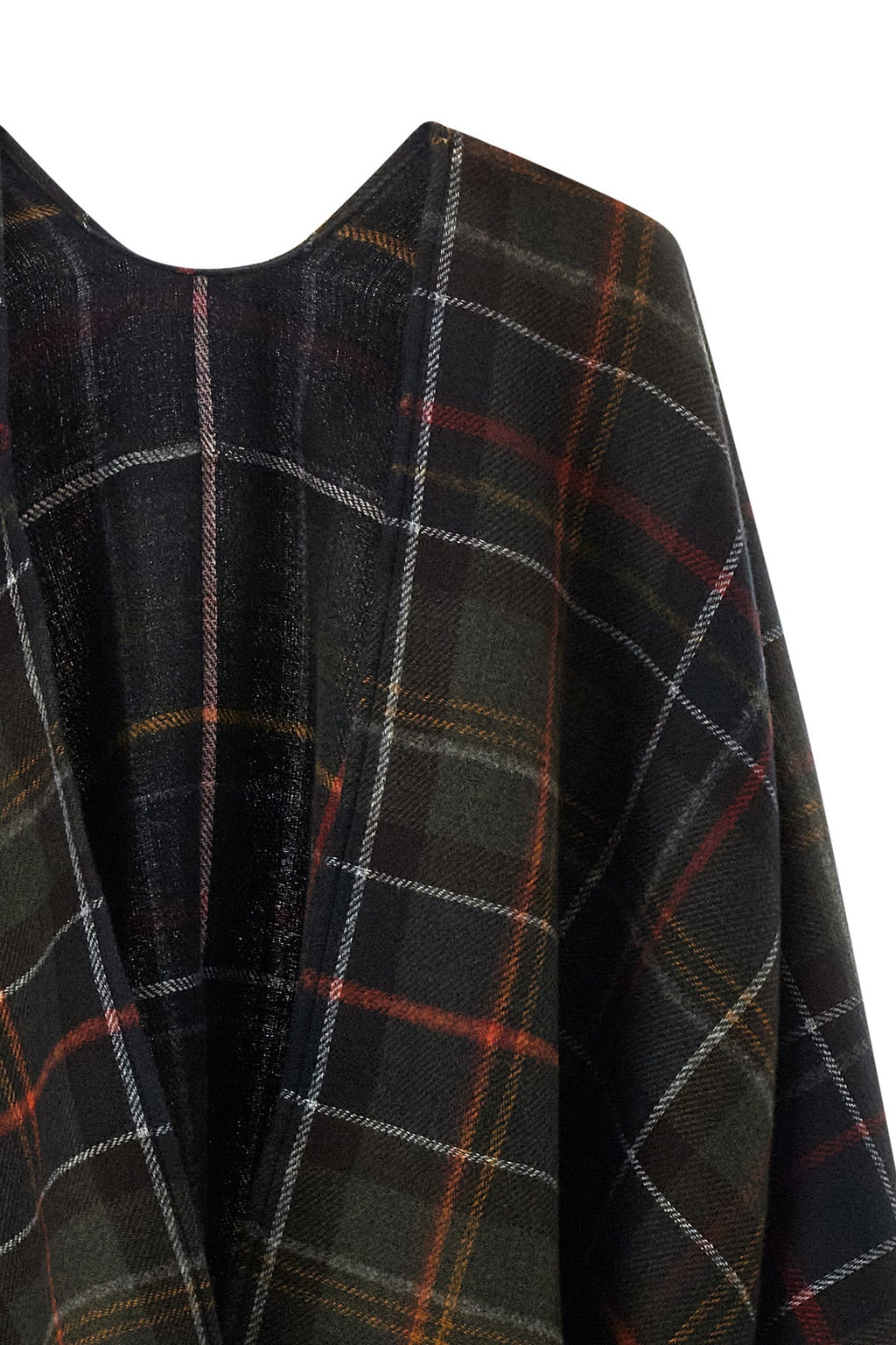 Barbour Serape With Tartan Pattern And Fringed Hem
