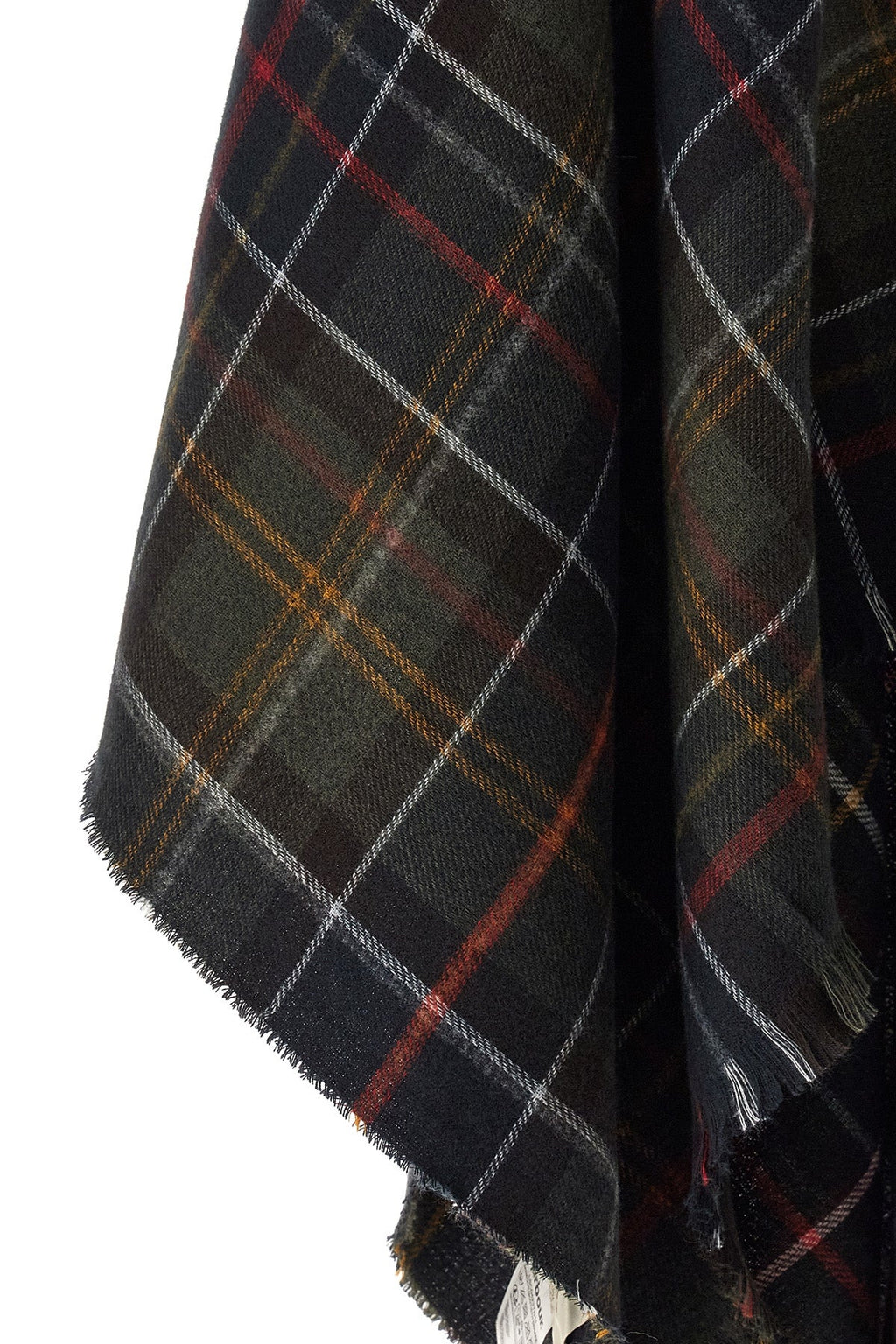 Barbour Serape With Tartan Pattern And Fringed Hem