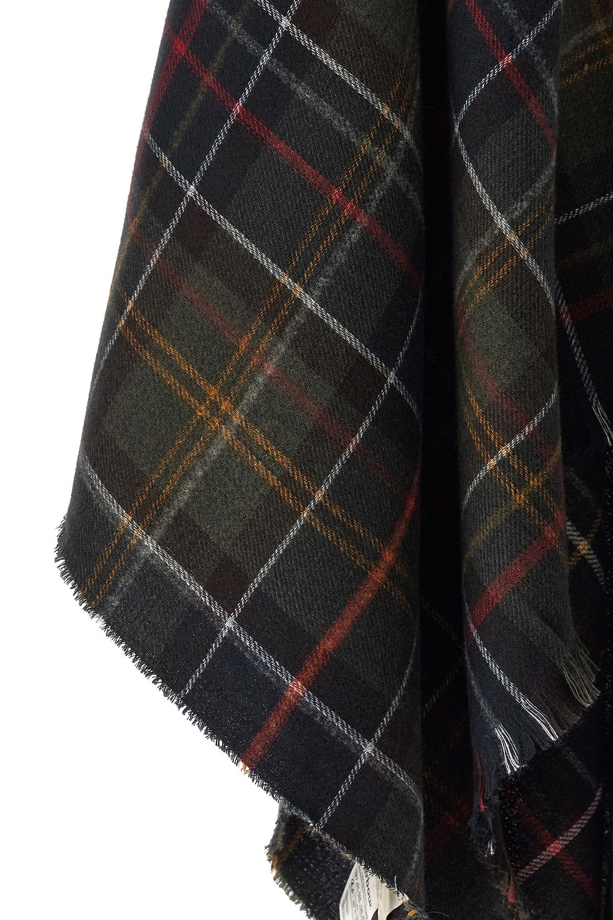 Barbour Serape With Tartan Pattern And Fringed Hem