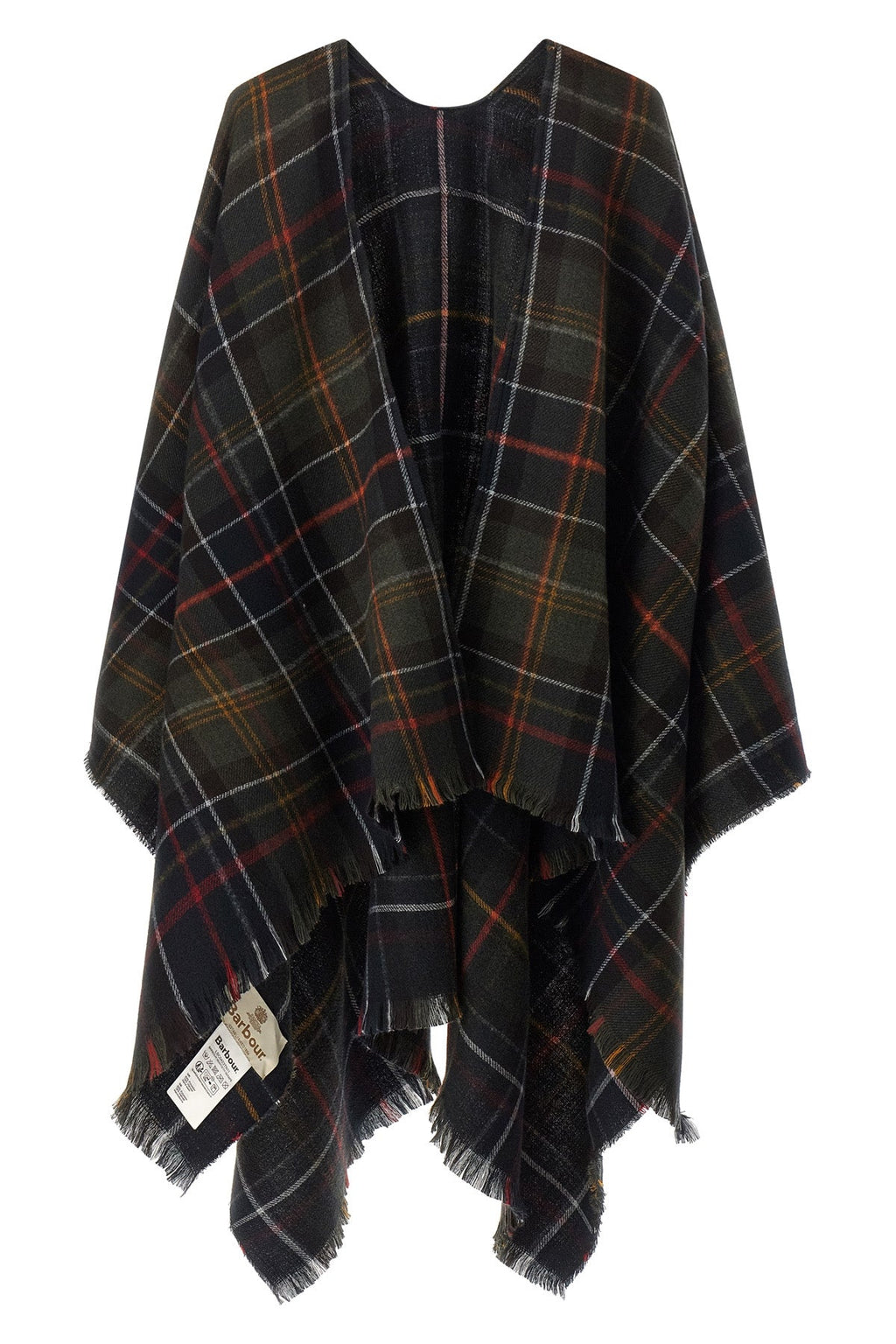 Barbour Serape With Tartan Pattern And Fringed Hem