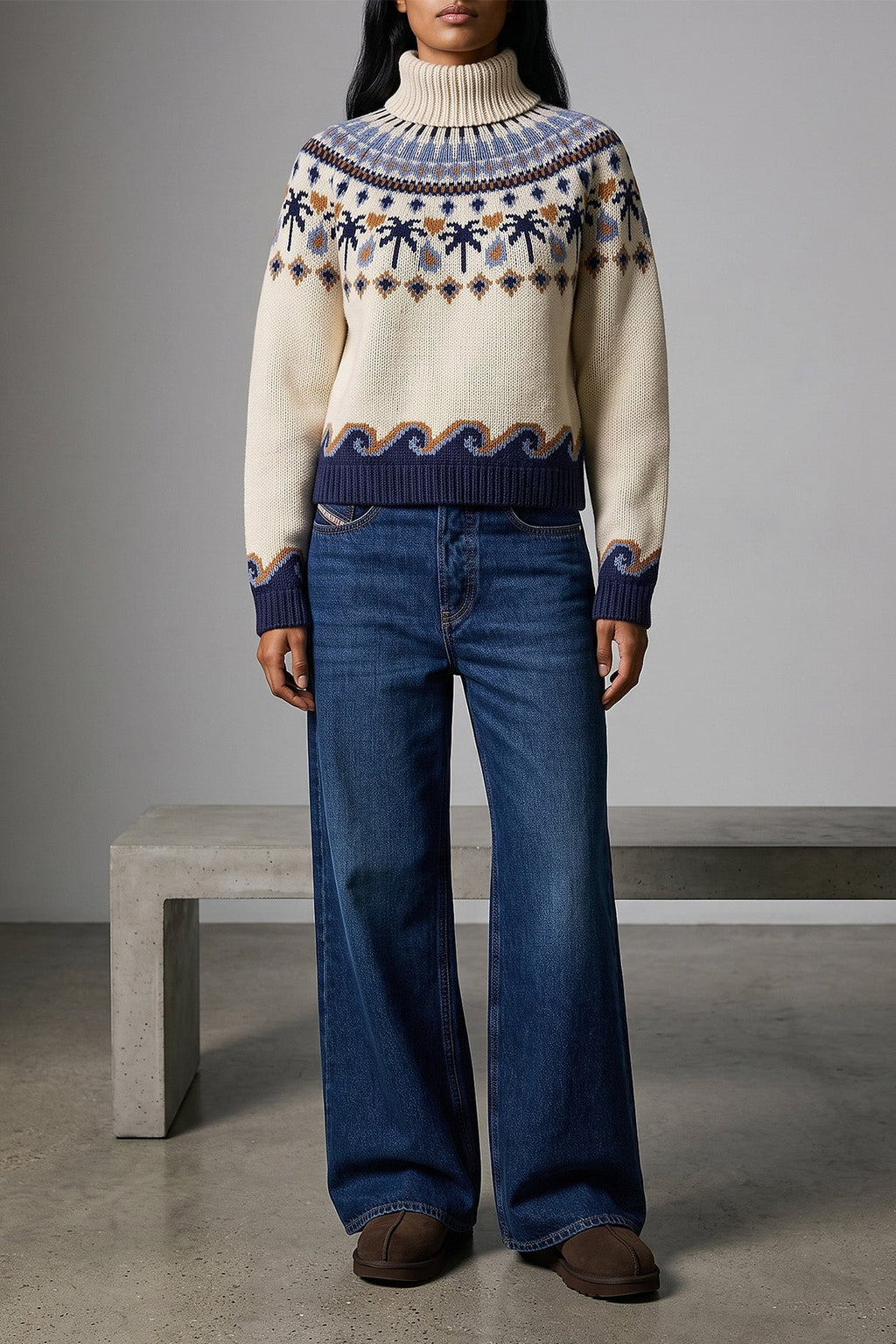ALANUI Turtleneck Sweater - Jacquard Fair Isle Motif