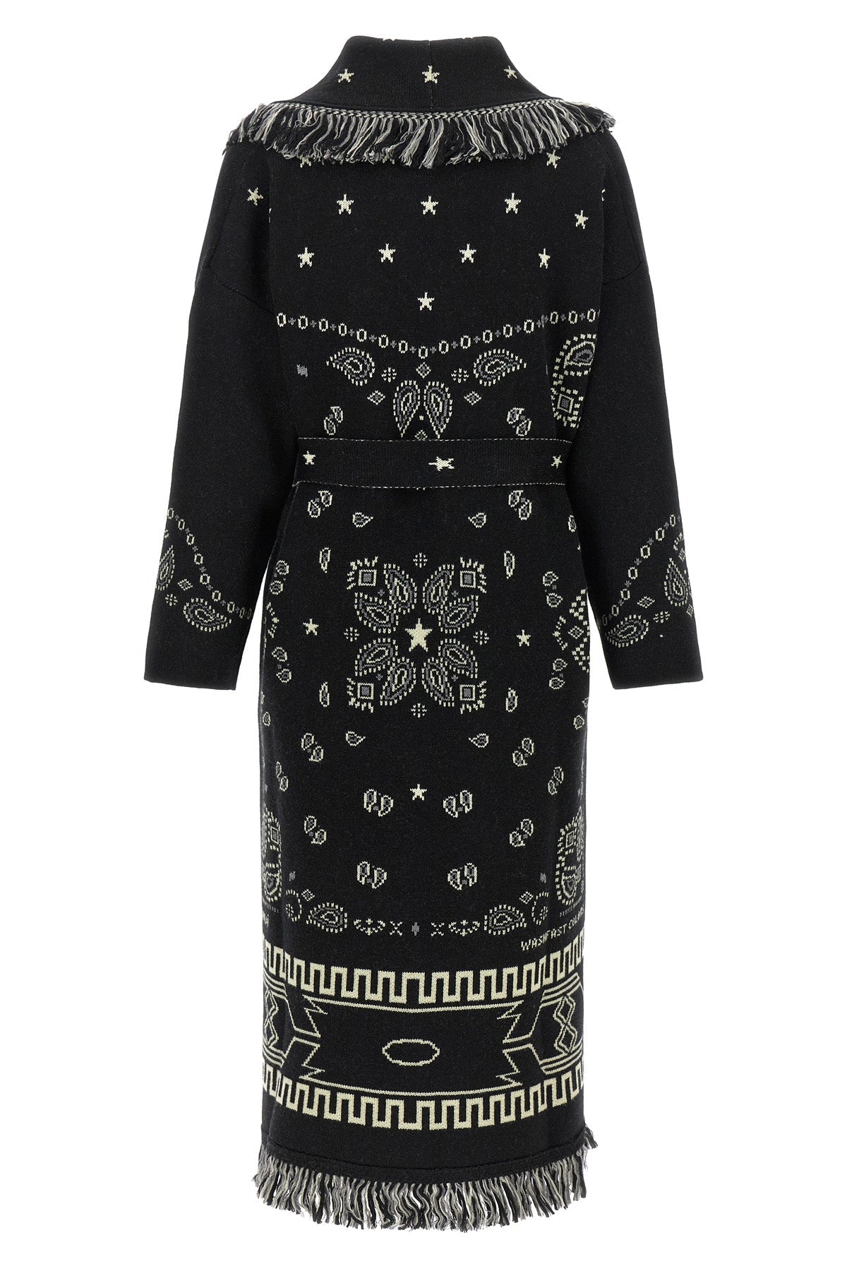 ALANUI Wrap Coat with Jacquard Pattern and Fringes