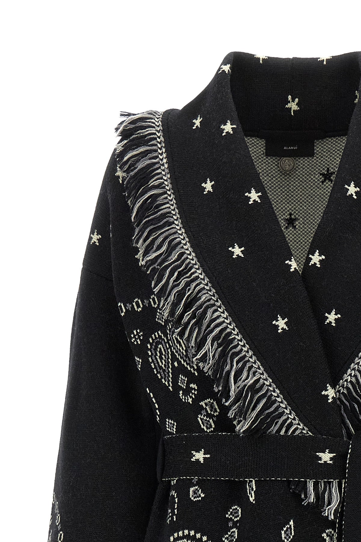 ALANUI Wrap Coat with Jacquard Pattern and Fringes