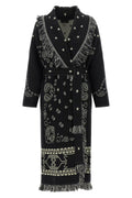 ALANUI Wrap Coat with Jacquard Pattern and Fringes
