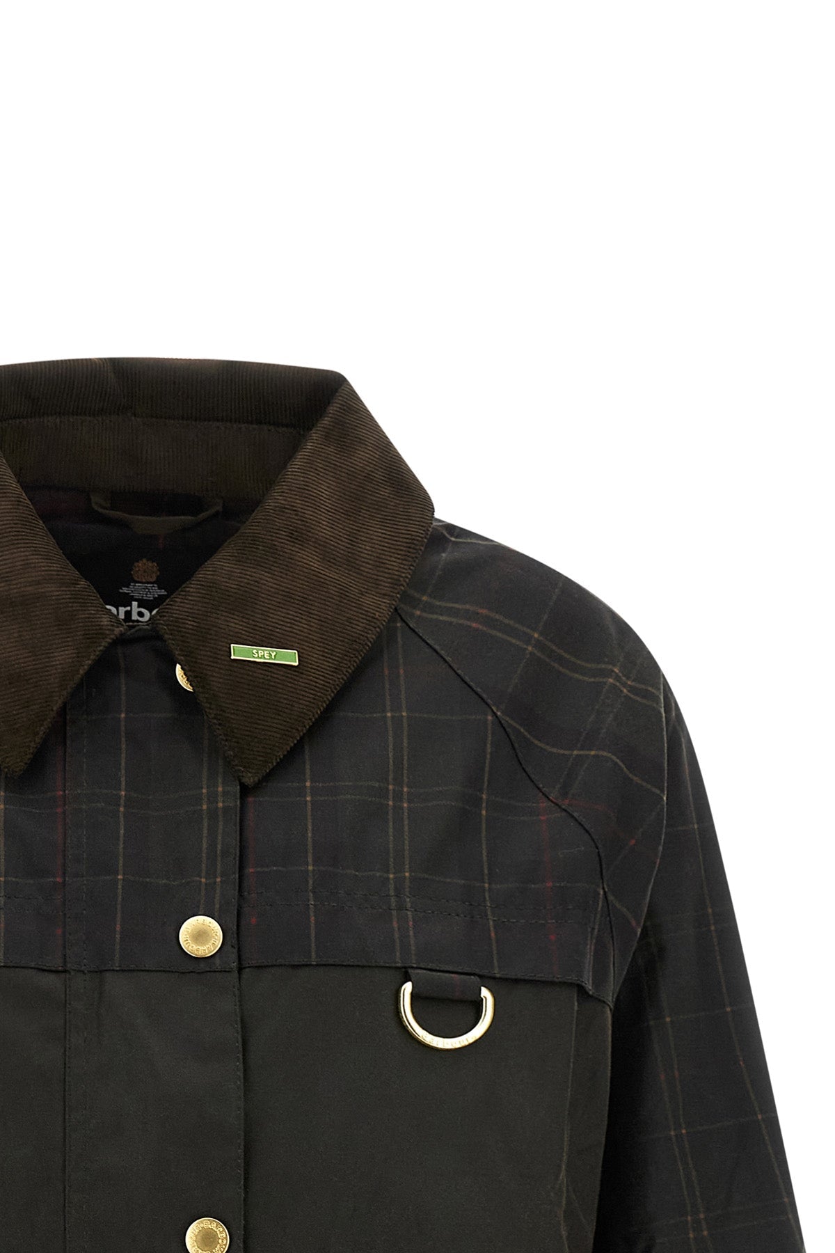 Barbour Tartan Spey Waxed Cotton Jacket with D-Ring Detail