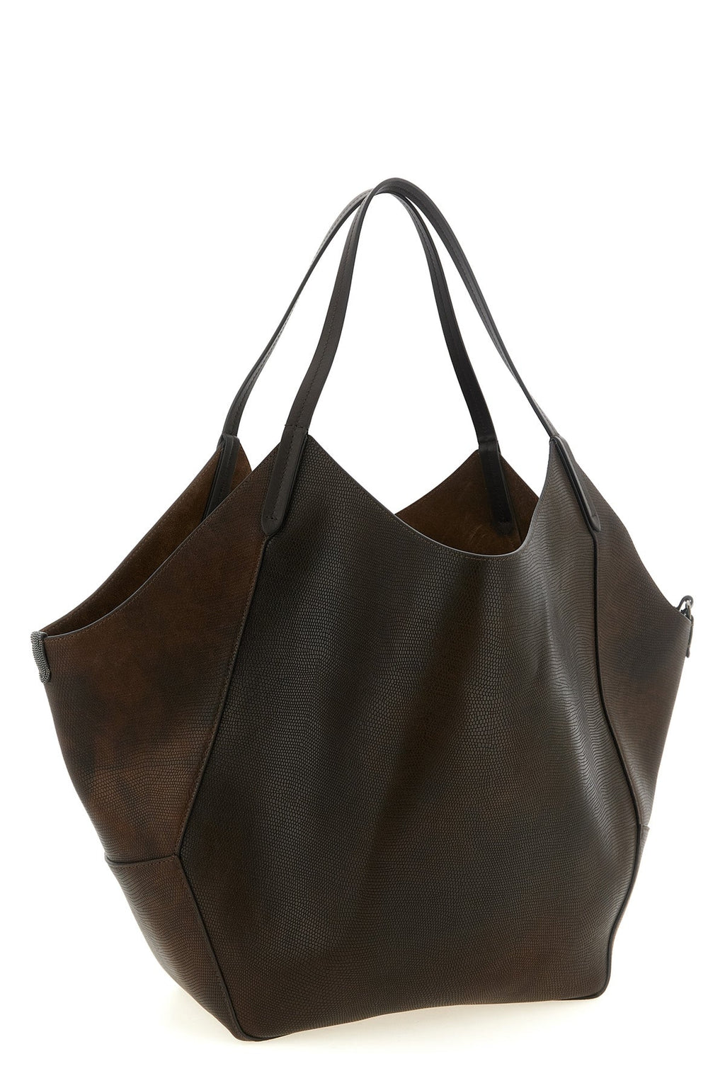 Reversible Lizard-Effect Leather Shopping Duo