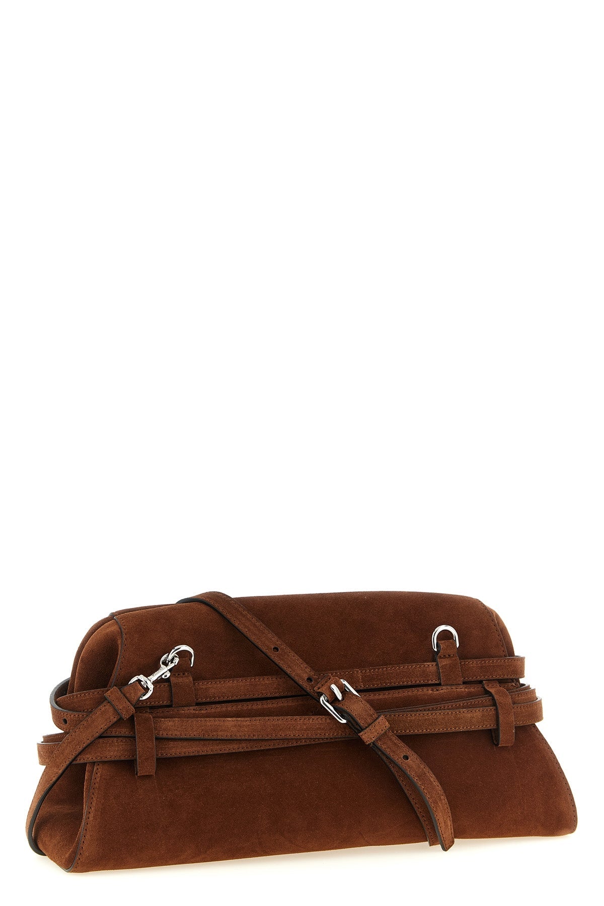 Moschino Suede Shoulder Bag with Buckle Detail