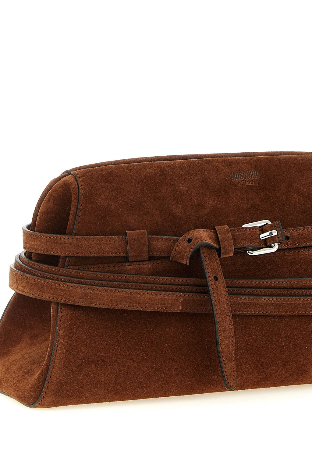 Moschino Suede Shoulder Bag with Buckle Detail