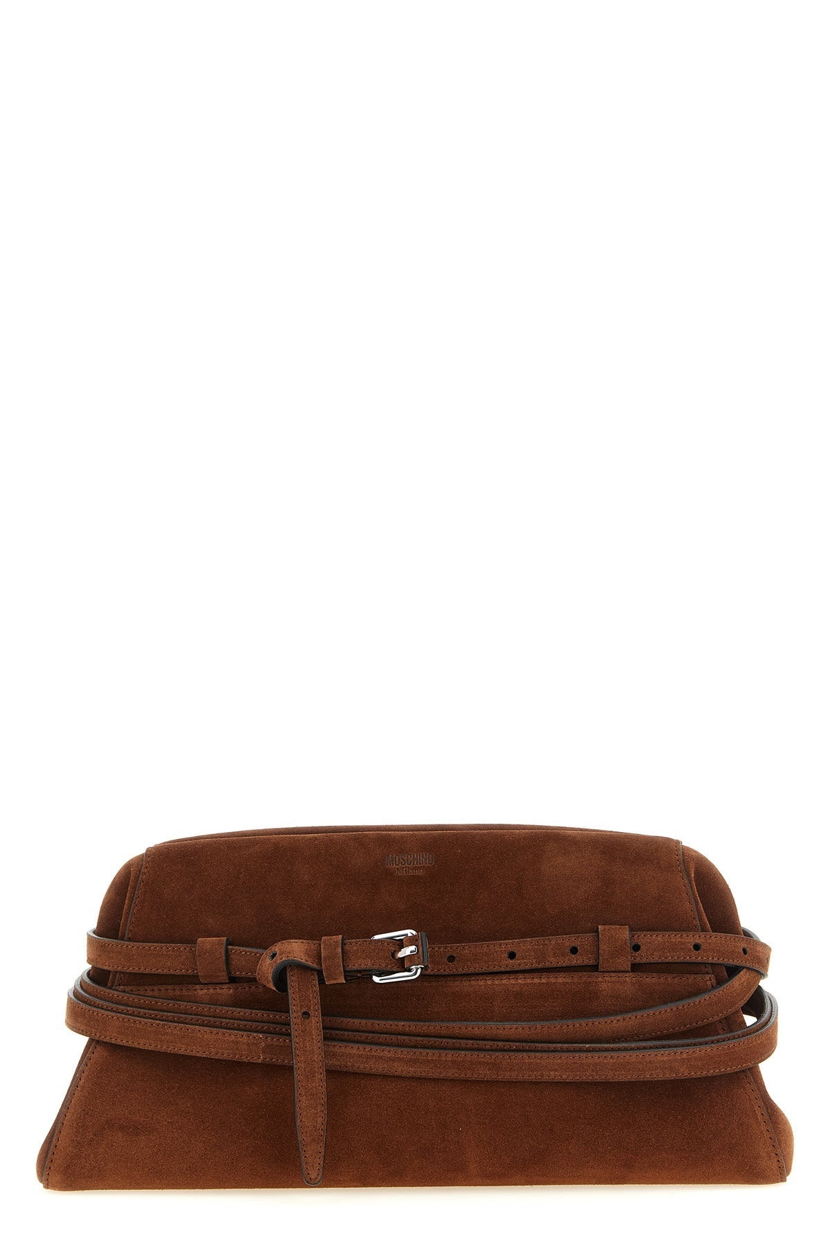 Moschino Suede Shoulder Bag with Buckle Detail