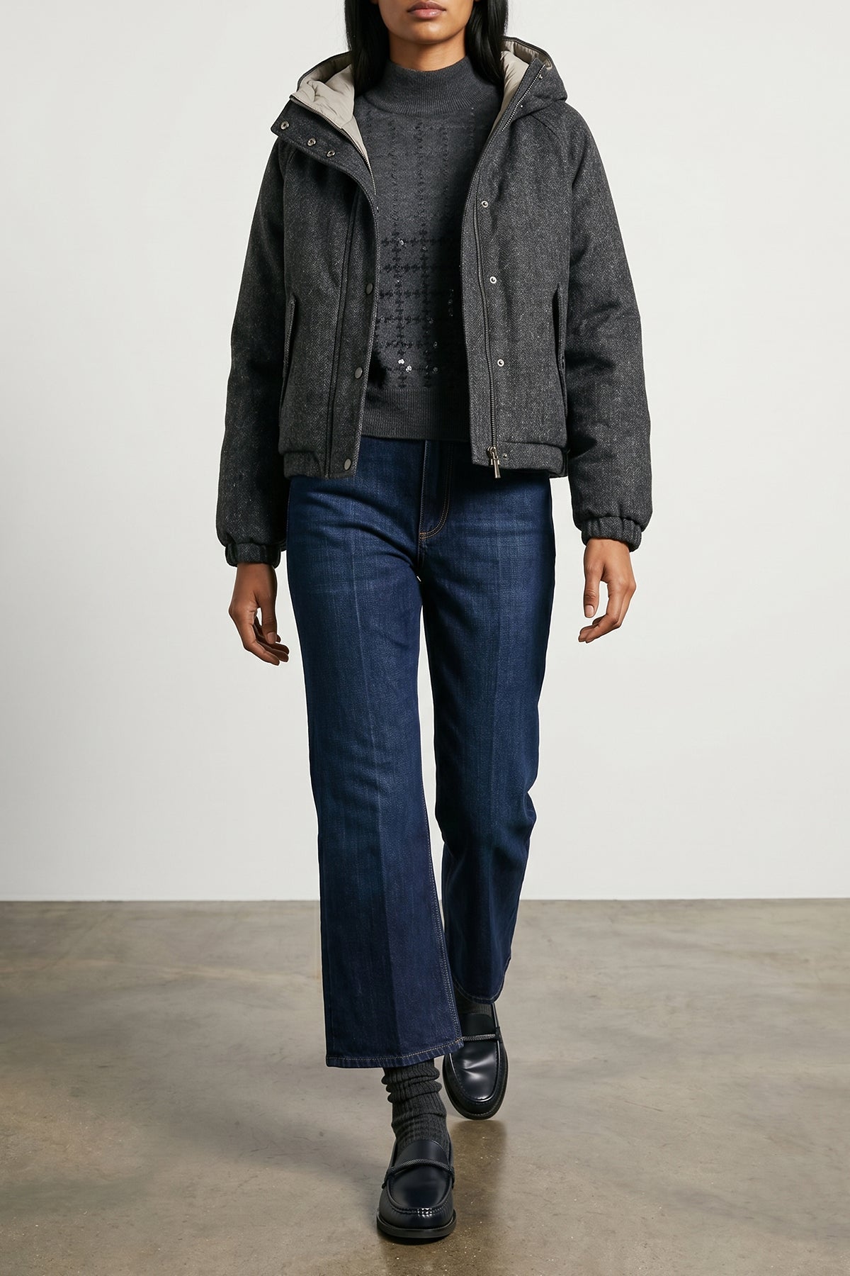 Brunello Cucinelli Down Jacket with Metal Snaps