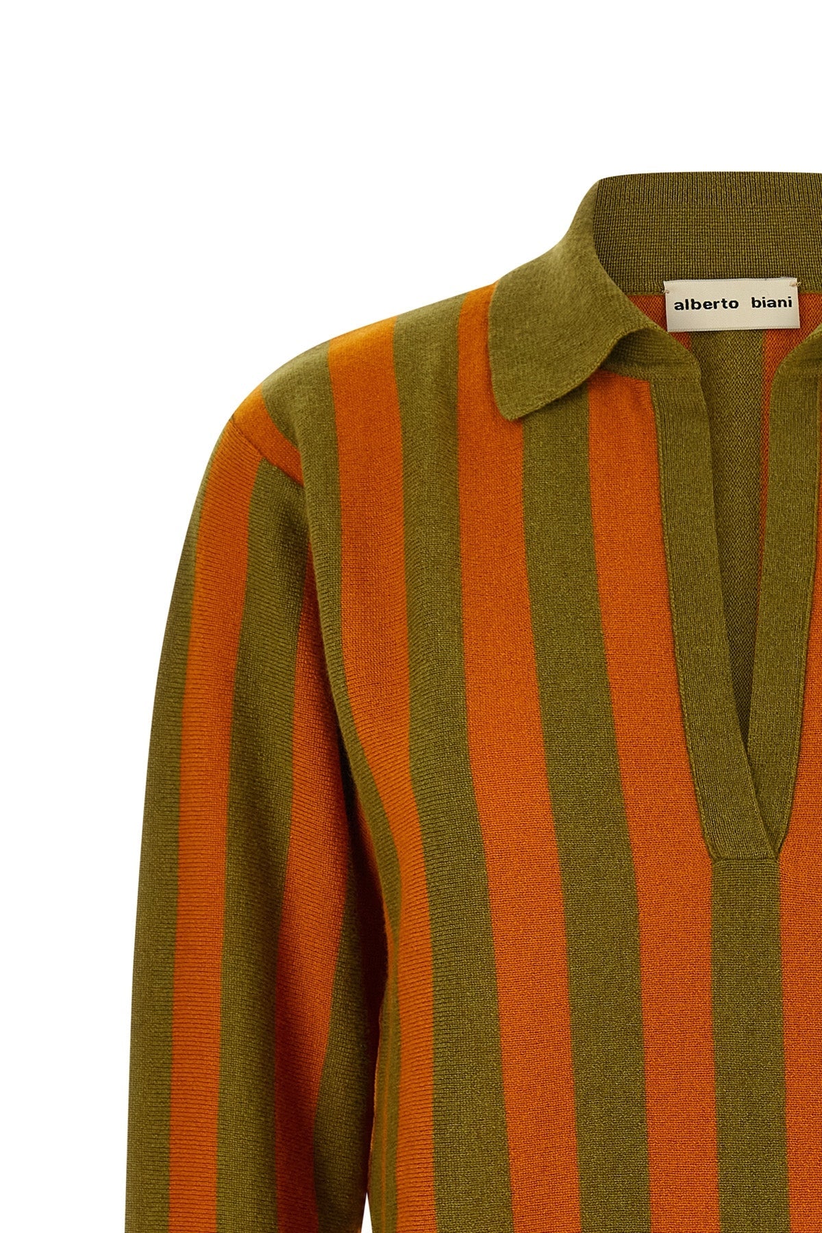 Alberto Biani Striped Cashmere Polo