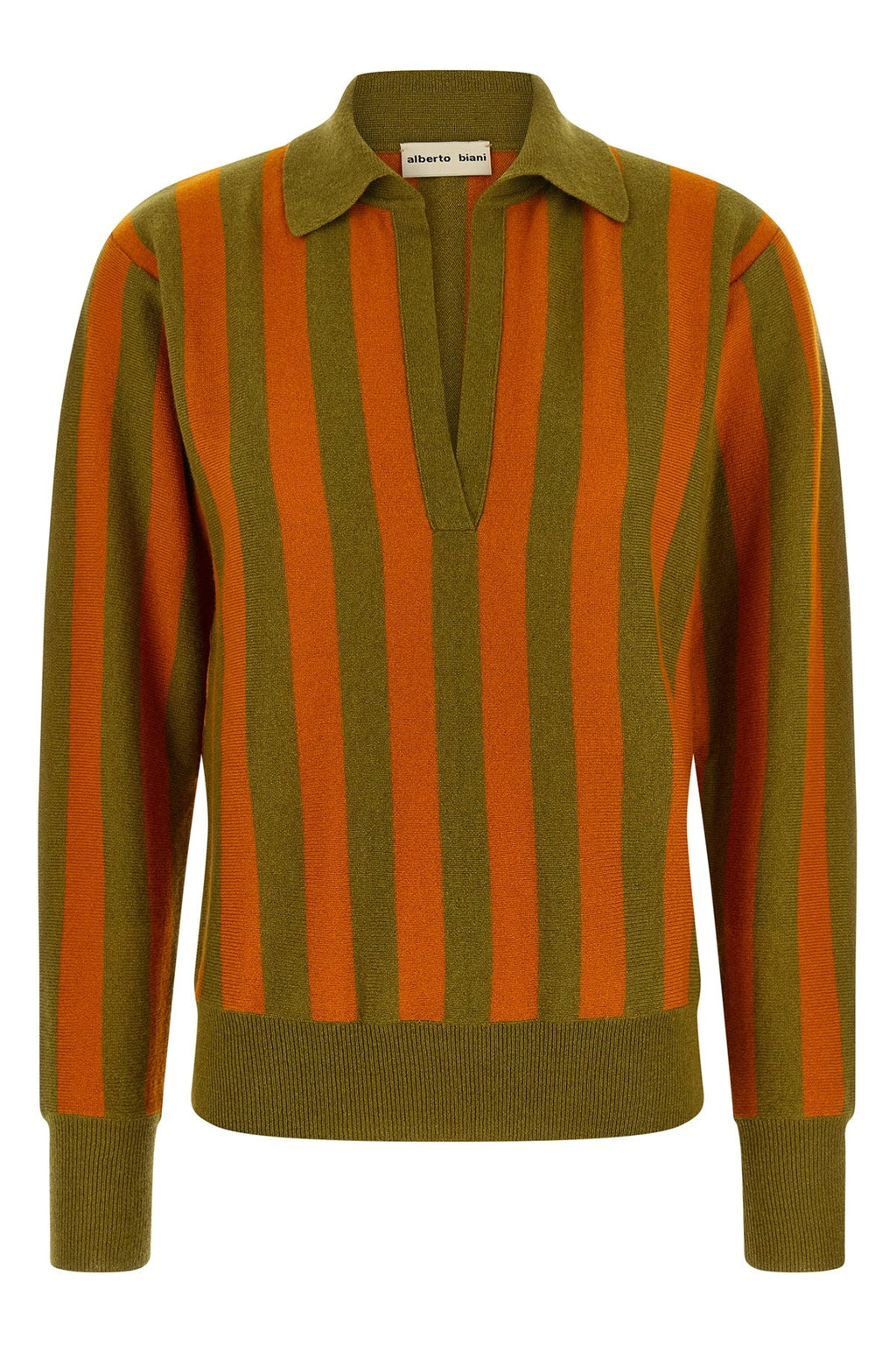 Alberto Biani Striped Cashmere Polo