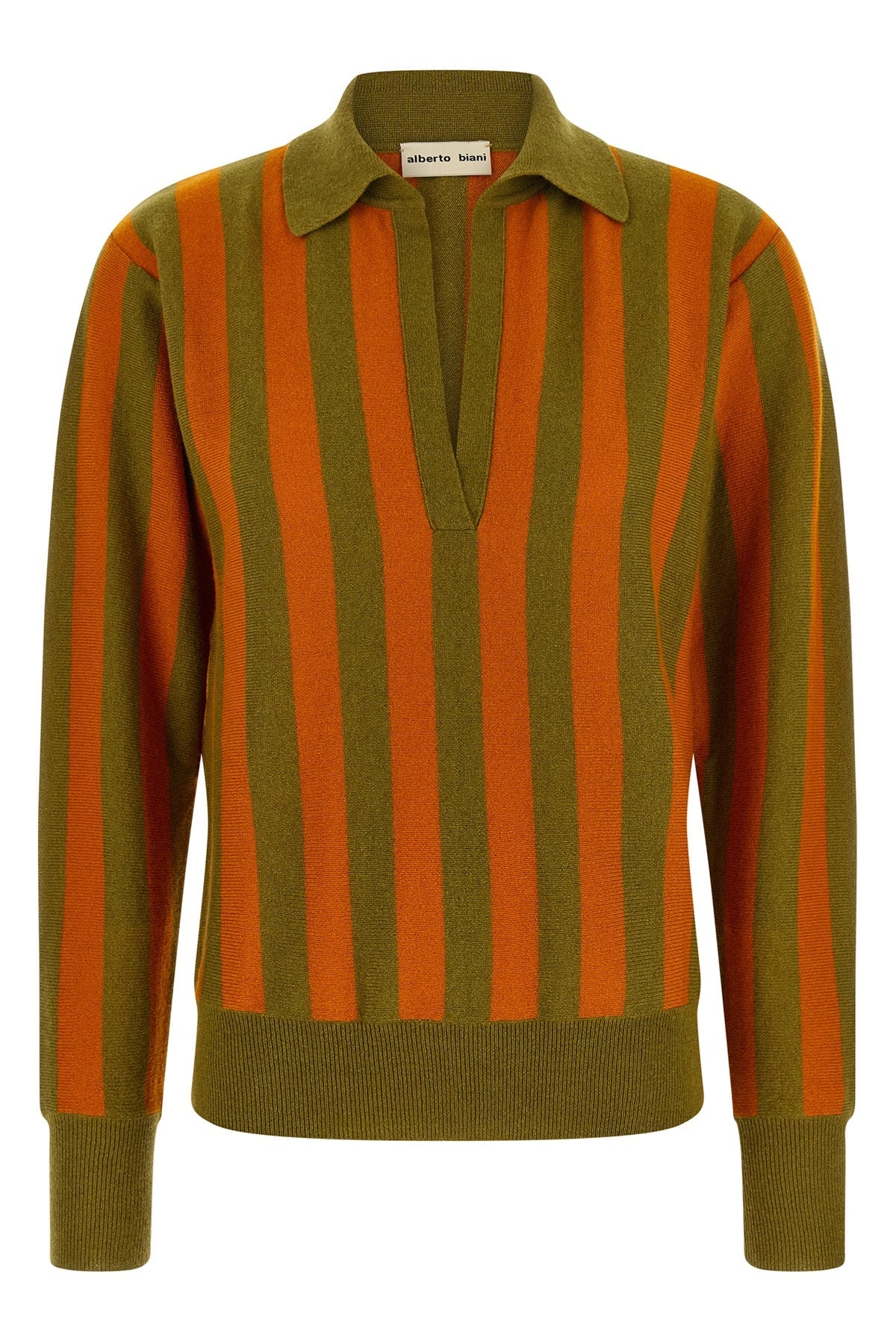 Alberto Biani Striped Cashmere Polo