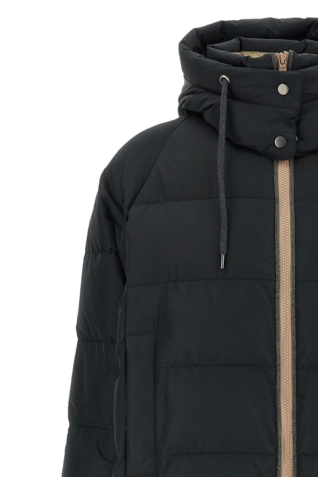 Padded Jacket with Knit Details and Monile