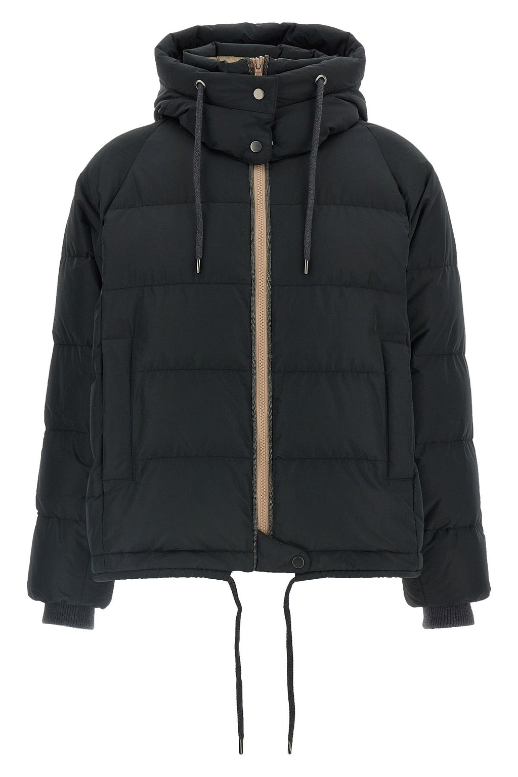 Padded Jacket with Knit Details and Monile