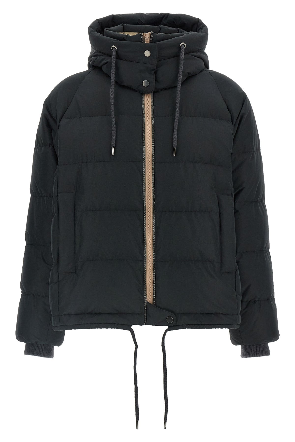 Padded Jacket with Knit Details and Monile