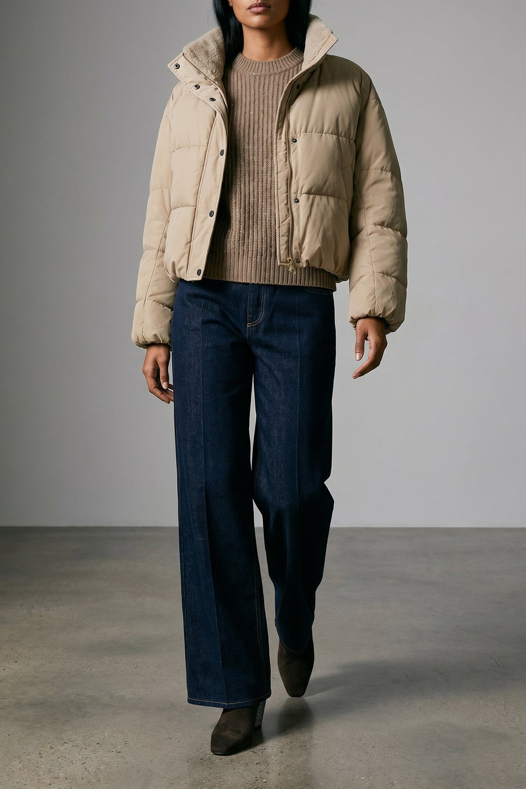 Brunello Cucinelli Cropped Puffer Jacket with Snap Buttons