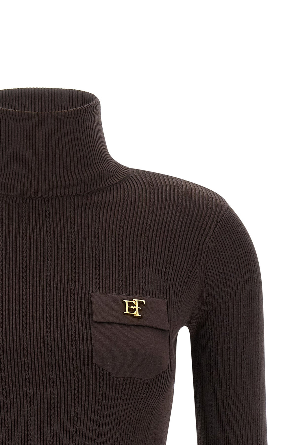 Elisabetta Franchi Turtleneck Sweater with Logo Detail