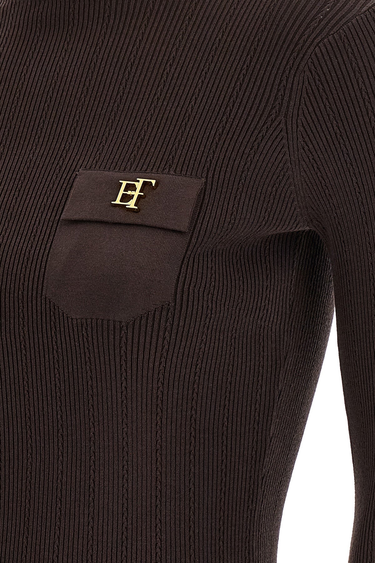 Elisabetta Franchi Turtleneck Sweater with Logo Detail
