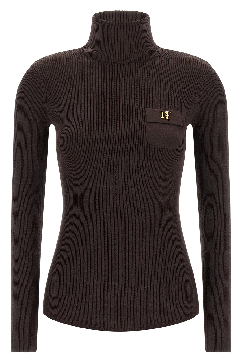 Elisabetta Franchi Turtleneck Sweater with Logo Detail