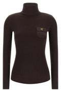 Elisabetta Franchi Turtleneck Sweater with Logo Detail
