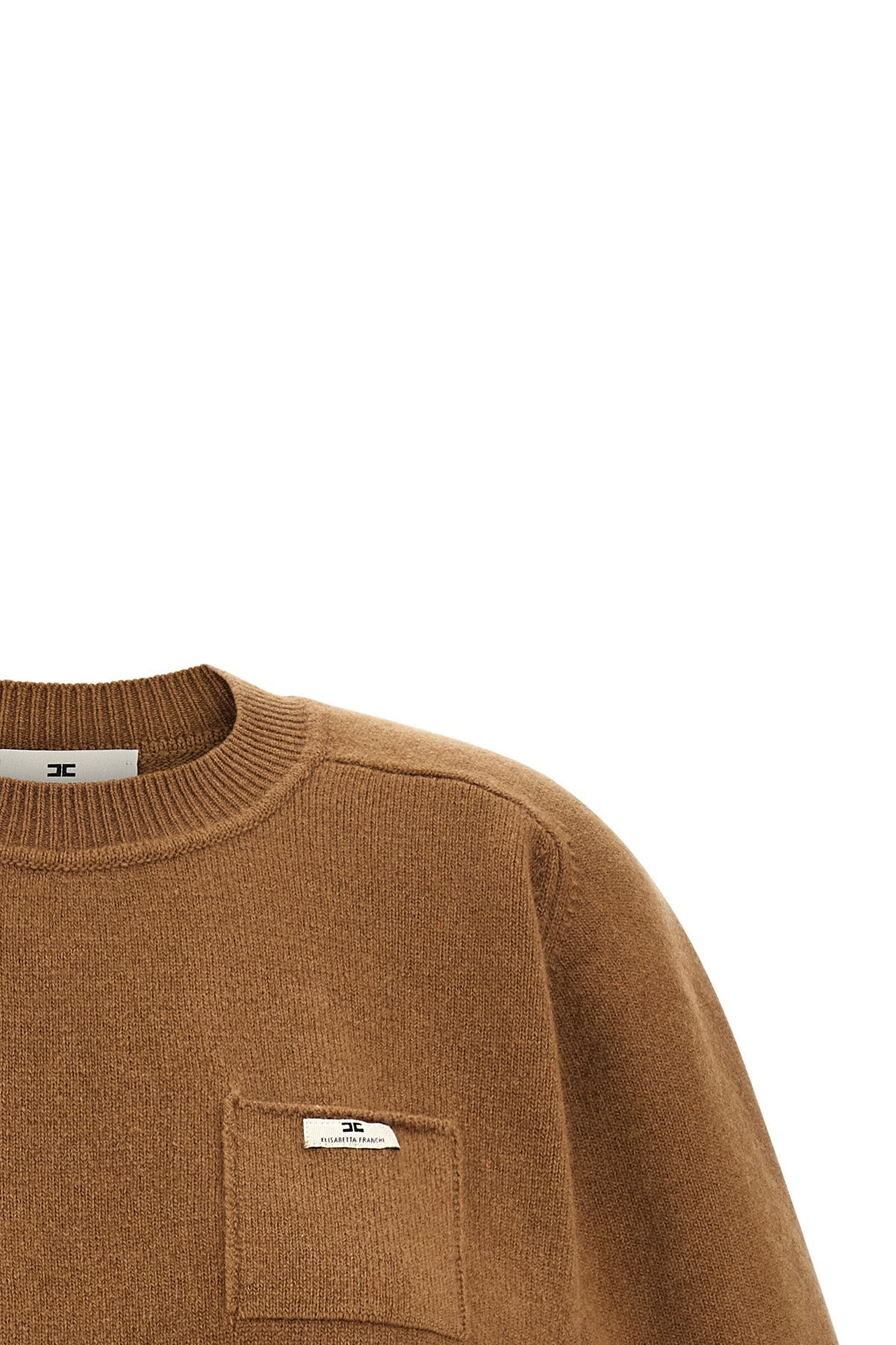 ELISABETTA FRANCHI Cropped Sweater with Logo Pocket