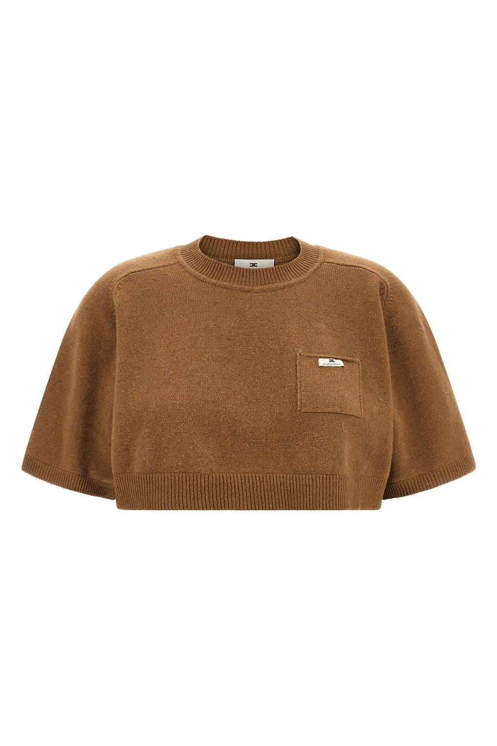 ELISABETTA FRANCHI Cropped Sweater with Logo Pocket